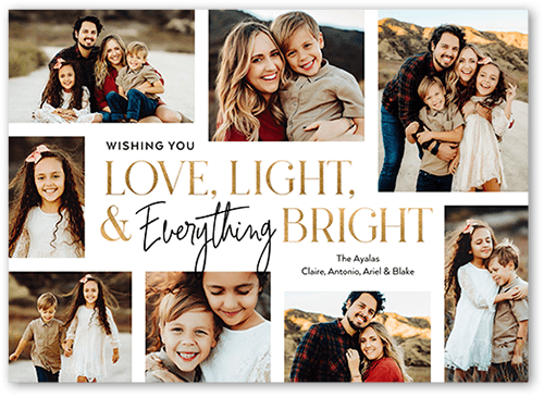 Everything Bright Holiday Card, White, 5x7 Flat, Holiday, Pearl Shimmer Cardstock, Square