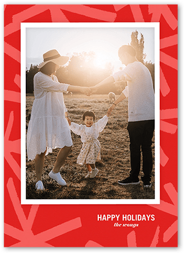 Editable Fun Holiday Card, Red, 5x7 Flat, Holiday, Pearl Shimmer Cardstock, Square
