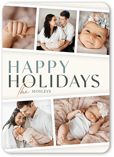 Filmstrip Family Fun Holiday Card, Grey, 5x7 Flat, Holiday, Matte, Signature Smooth Cardstock, Rounded