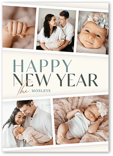 Filmstrip Family Fun Holiday Card, Grey, 5x7 Flat, New Year, 100% Recycled Cardstock , Square