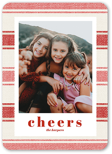 Fabric Background Holiday Card, Red, 5x7 Flat, Holiday, Standard Smooth Cardstock, Rounded