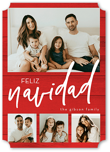 Beautiful Family Holiday Card, Red, 5x7 Flat, Feliz Navidad, Matte, Signature Smooth Cardstock, Ticket