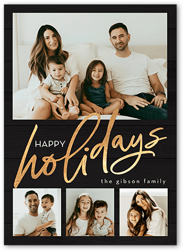 Beautiful Family Holiday Card, Black, 5x7 Flat, Holiday, Pearl Shimmer Cardstock, Square