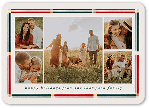 Minimalist Retro Border Holiday Card, Green, 5x7 Flat, Write Your Own, 100% Recycled Cardstock , Rounded