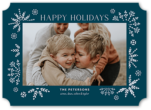 Editable Snowflake Frame Holiday Card, Blue, 5x7 Flat, Holiday, Matte, Signature Smooth Cardstock, Ticket