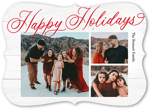 Festive Family Love Holiday Card, White, 5x7 Flat, Holiday, Pearl Shimmer Cardstock, Bracket