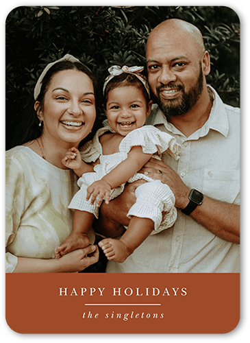 Modern Earth Tone Holiday Card, Orange, 5x7 Flat, Write Your Own, 100% Recycled Cardstock ?, Rounded