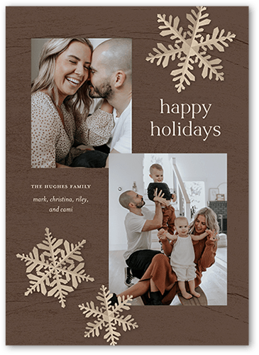 Snowflake Accents Holiday Card, Brown, 5x7, Holiday, Standard Smooth Cardstock, Square
