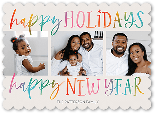 Dual Sentiment Holiday Card, none, Beige, 5x7 Flat, Holiday, Matte, Signature Smooth Cardstock, Scallop