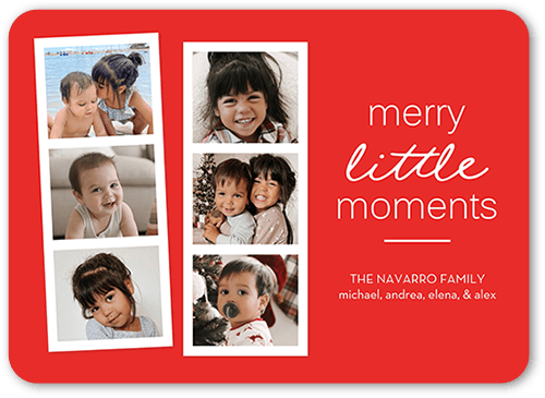 Photo Booth Holiday Card, Red, 5x7 Flat, Christmas, Matte, Signature Smooth Cardstock, Rounded