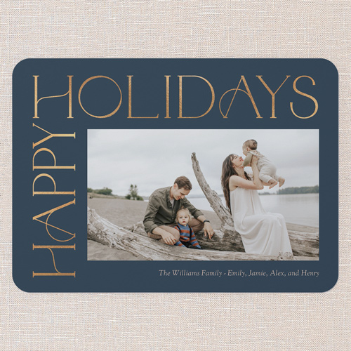 Side Serifs Holiday Card, Blue, 5x7 Flat, Holiday, Matte, Signature Smooth Cardstock, Rounded, Deep Sea