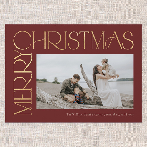 Side Serifs Holiday Card, Red, 5x7 Flat, Christmas, Matte, Signature Smooth Cardstock, Square