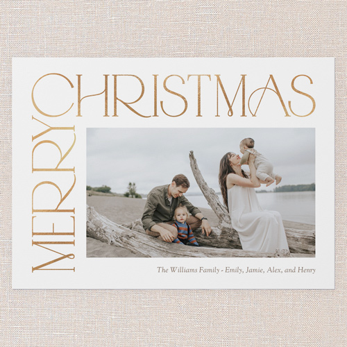 Side Serifs Holiday Card, White, 5x7 Flat, Christmas, Pearl Shimmer Cardstock, Square, White