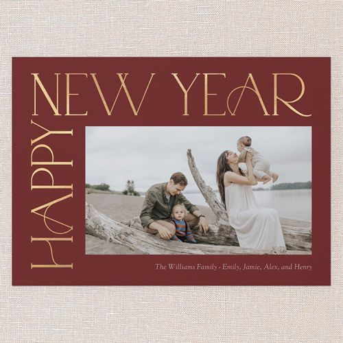 Side Serifs Holiday Card, Red, 5x7 Flat, New Year, 100% Recycled Cardstock , Square