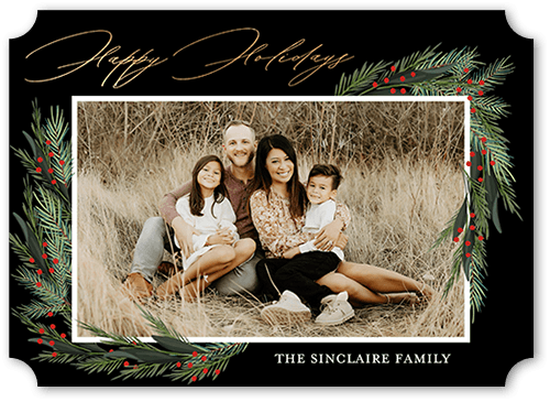 Wintergreen Frame Holiday Card, Black, 5x7 Flat, Holiday, Matte, Signature Smooth Cardstock, Ticket
