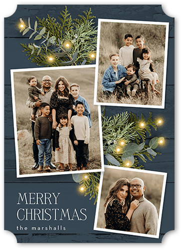 Festive Photos Holiday Card, Blue, 5x7 Flat, Christmas, Matte, Signature Smooth Cardstock, Ticket