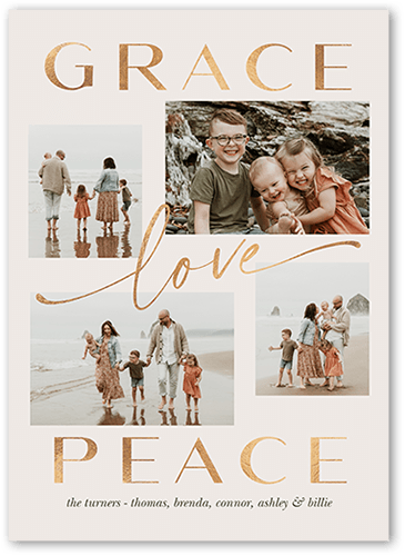 Peaceful Loving Wishes Holiday Card, Beige, 5x7 Flat, Religious, Luxe Double-Thick Cardstock, Square