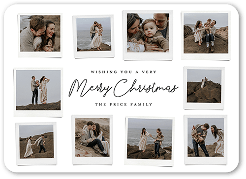Polaroid Spread Holiday Card, White, 5x7 Flat, Christmas, 100% Recycled Cardstock , Rounded, White