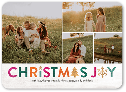 Rustic Winter Icons Holiday Card, White, 5x7 Flat, Christmas, 100% Recycled Cardstock , Rounded, White