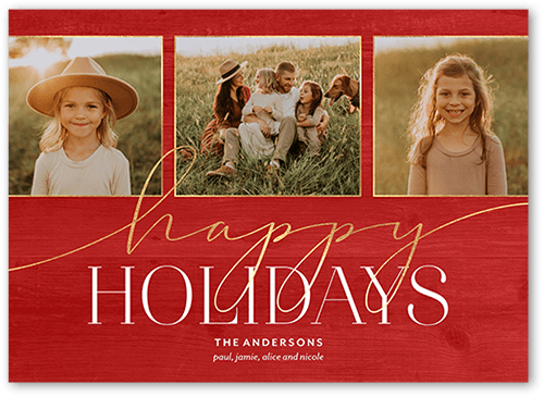 Elegant Accents Holiday Card, Red, 5x7 Flat, Holiday, Luxe Double-Thick Cardstock, Square