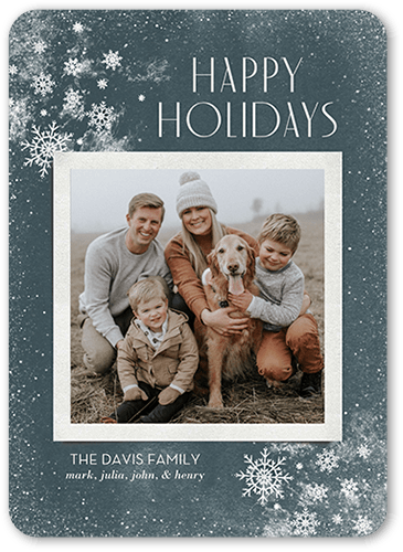 Snowy Elegance Holiday Card, Blue, 5x7 Flat, Holiday, Standard Smooth Cardstock, Rounded