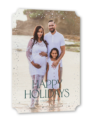 Elegant Statement Holiday Card, Green, Silver Foil, 5x7 Flat, Holiday, Pearl Shimmer Cardstock, Ticket
