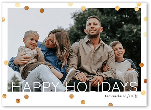 Modern Polka Dot Holiday Card, White, 5x7 Flat, Holiday, Pearl Shimmer Cardstock, Square, White