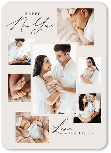 Minimal Frame Layout Holiday Card, Grey, none, 5x7 Flat, New Year, Standard Smooth Cardstock, Rounded, Whisper Gray