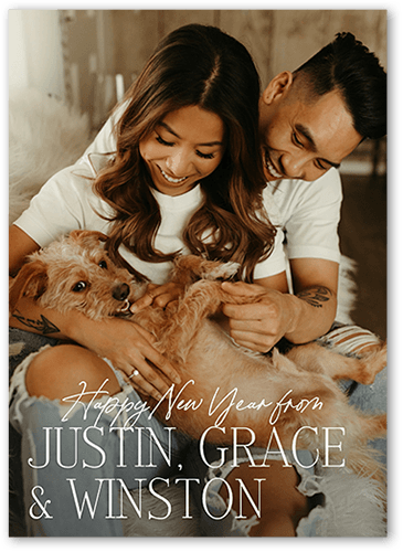 Large Names Holiday Card, White, 5x7 Flat, New Year, Matte, Signature Smooth Cardstock, Square, White