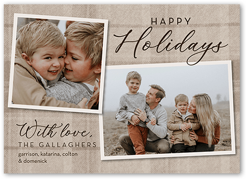 Soft Flannel Holiday Card, Beige, 5x7 Flat, Holiday, Pearl Shimmer Cardstock, Square