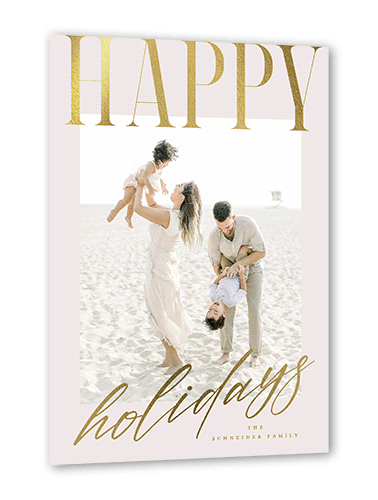 Big And Shiny Holiday Card, Grey, Gold Foil, 5x7 Flat, Holiday, Luxe Double-Thick Cardstock, Square
