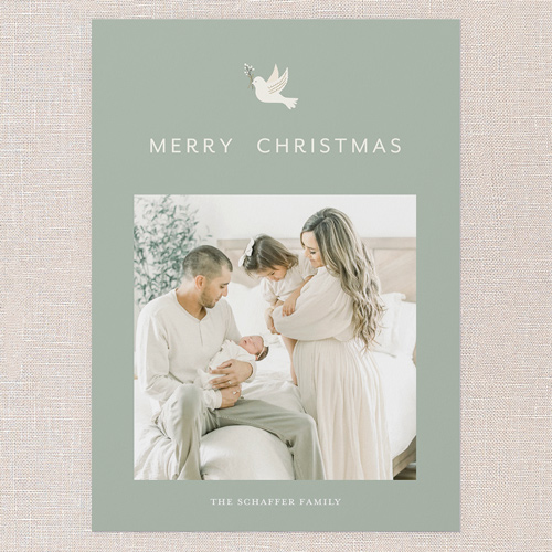 Peaceful Simplicity Holiday Card, Green, 5x7 Flat, Christmas, Luxe Double-Thick Cardstock, Square, Leafy