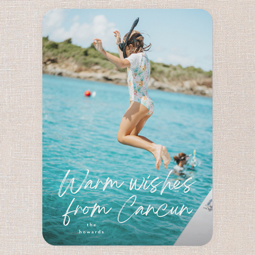 Warm Wishes From Holiday Card, White, 5x7 Flat, Write Your Own, 100% Recycled Cardstock , Rounded, White