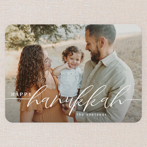 Timeless Tidings Holiday Card, White, 5x7 Flat, Hanukkah, Pearl Shimmer Cardstock, Rounded, White