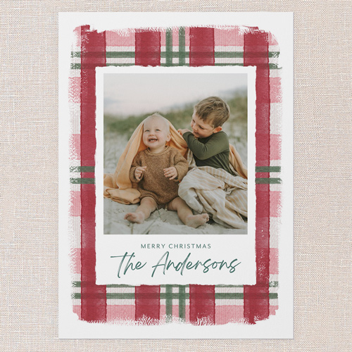 Comforting Plaid Holiday Card, Red, 5x7 Flat, Write Your Own, Standard Smooth Cardstock, Square, Red