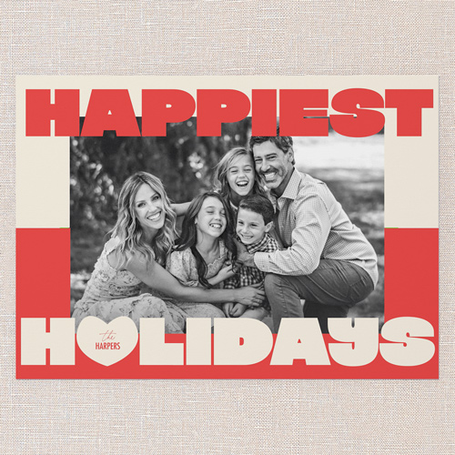 Bold Holiday Fun Holiday Card, Red, 5x7 Flat, Holiday, Luxe Double-Thick Cardstock, Square