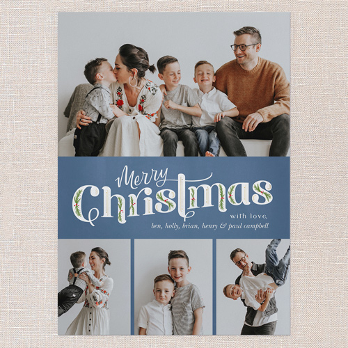 Classic Christmas Charm Holiday Card, Blue, 5x7 Flat, Christmas, 100% Recycled Cardstock , Square, Moonstruck