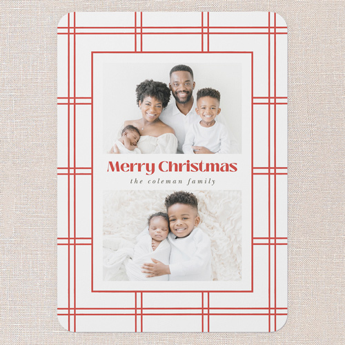 Windowpane Wishes Holiday Card, Red, 5x7 Flat, Christmas, 100% Recycled Cardstock ?, Rounded