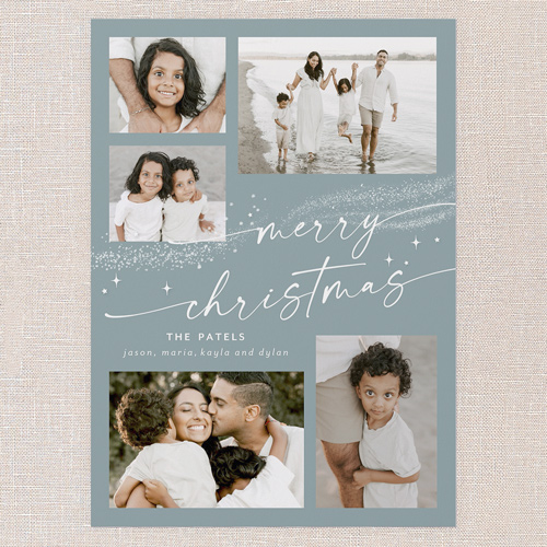 Winter Flurry Holiday Card, Blue, 5x7 Flat, Christmas, 100% Recycled Cardstock , Square