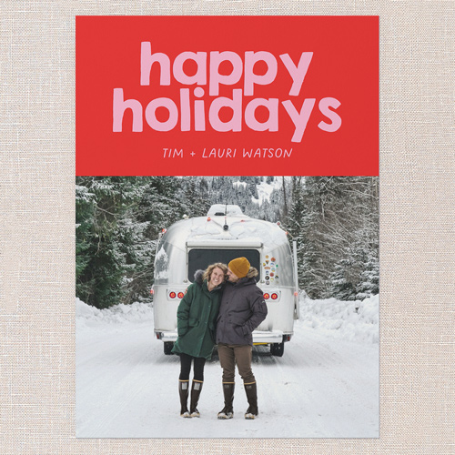 Festively Fun Holiday Card, Red, 5x7 Flat, Holiday, Matte, Signature Smooth Cardstock, Square, Cherry