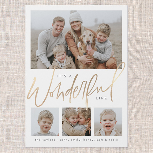 Wonderful Type Holiday Card, White, 5x7 Flat, Holiday, Pearl Shimmer Cardstock, Square