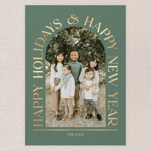 Arch Deco Holiday Card, Green, 5x7 Flat, Holiday, Matte, Signature Smooth Cardstock, Square, Avocado