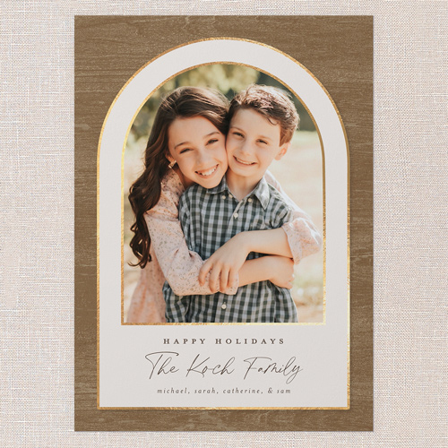 Cozy Arch Holiday Card, Brown, 5x7 Flat, Holiday, Standard Smooth Cardstock, Square, Taupe