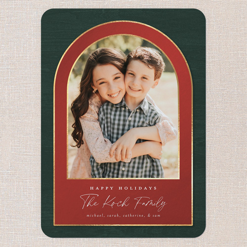 Cozy Arch Holiday Card, Green, 5x7 Flat, Holiday, 100% Recycled Cardstock , Rounded, Seaweed