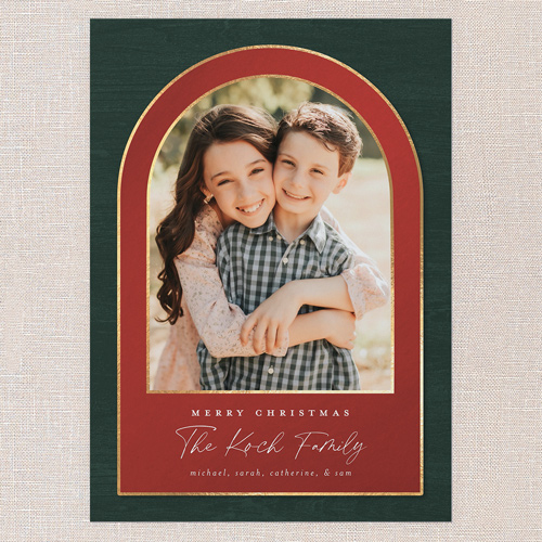 Cozy Arch Holiday Card, Green, 5x7 Flat, Christmas, Luxe Double-Thick Cardstock, Square, Seaweed