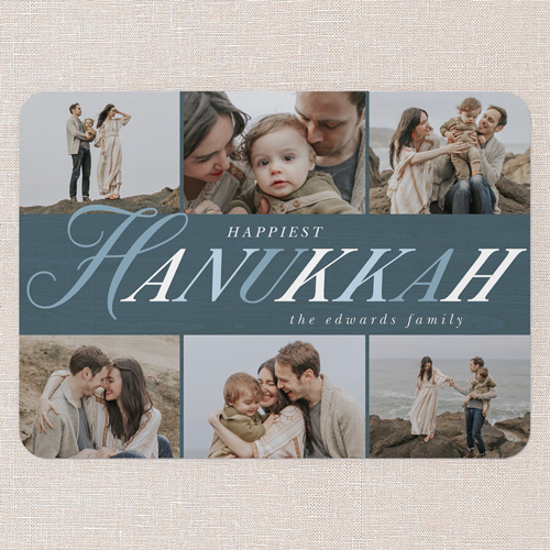 Festive Tradition Holiday Card, White, 5x7 Flat, Hanukkah, Pearl Shimmer Cardstock, Rounded, White