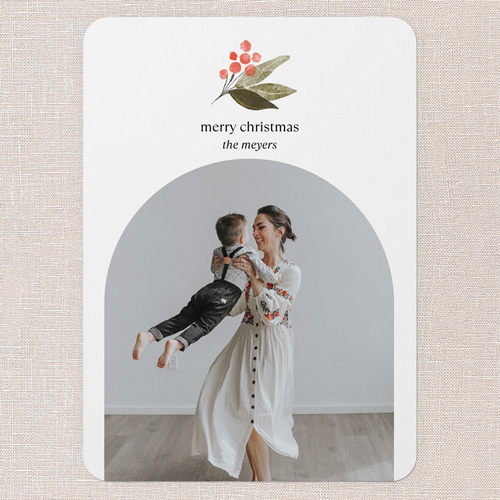 Simple Flora Greetings Holiday Card, White, 5x7 Flat, Write Your Own, 100% Recycled Cardstock , Rounded, White