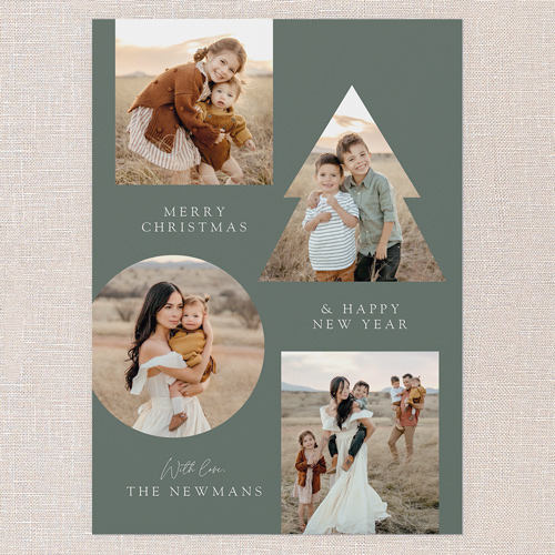 Pine Shapes Holiday Card, Green, 5x7 Flat, Write Your Own, 100% Recycled Cardstock , Square, Green