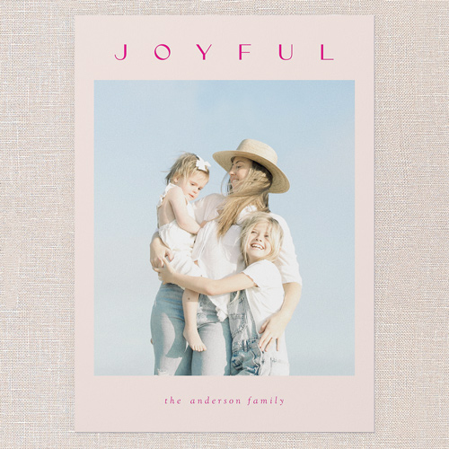 Minimal Magic Holiday Card, Pink, 5x7 Flat, Holiday, 100% Recycled Cardstock , Square, Chenille