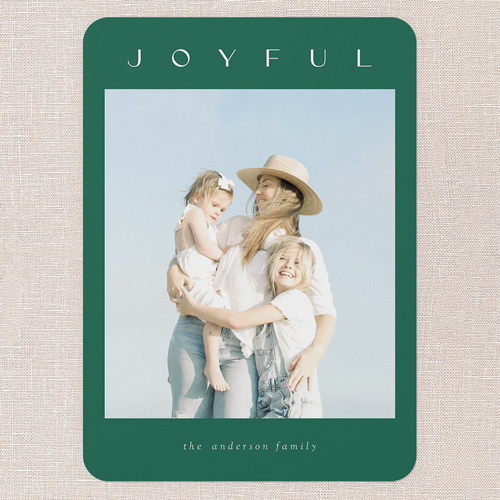 Minimal Magic Holiday Card, Green, 5x7 Flat, Holiday, Pearl Shimmer Cardstock, Rounded, Spruce